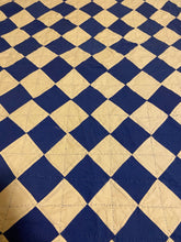 Load image into Gallery viewer, Block on Point Hand Stitched Quilt Vintage Blue Patchwork Farmhouse Decor - Eagle&#39;s Eye Finds
