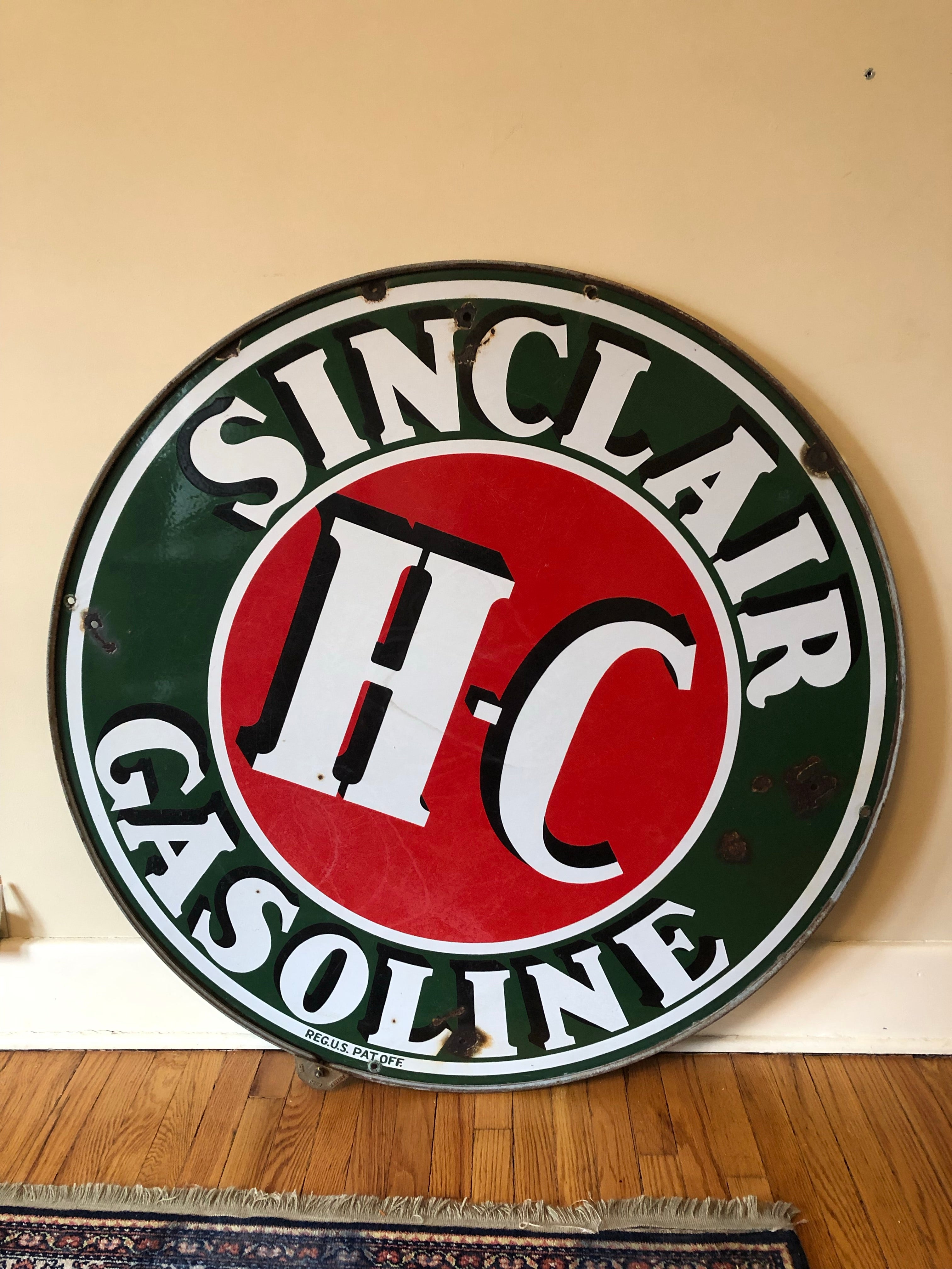 HC Sinclair 48 Inch Porcelain Sign Double Sided with Original Ring ...