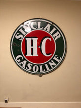 Load image into Gallery viewer, HC Sinclair 48 Inch Porcelain Sign Double Sided with Original Ring - Eagle&#39;s Eye Finds
