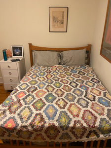 Martha Washington's Flower Garden Hand Stitched Quilt Top Vintage Farmhouse Decor - Eagle's Eye Finds