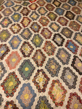 Load image into Gallery viewer, Martha Washington&#39;s Flower Garden Hand Stitched Quilt Top Vintage Farmhouse Decor - Eagle&#39;s Eye Finds
